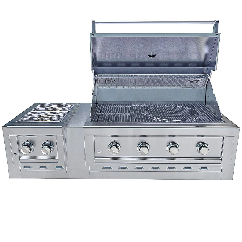 Ruby Elite Pro Duo 36" 4-Burner Grill and Double Versa Burner Combo - GCP_RUBY4B-SUN13VDB