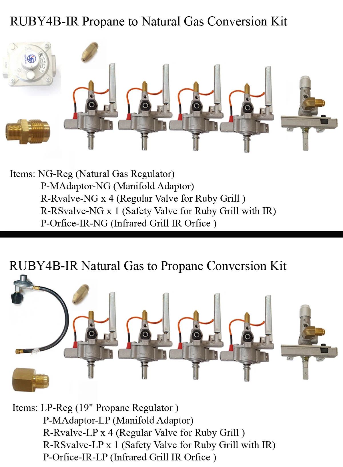 Ruby 36" 4 Burner IR Grill Gas Conversion Kit - R-CK-4BIR