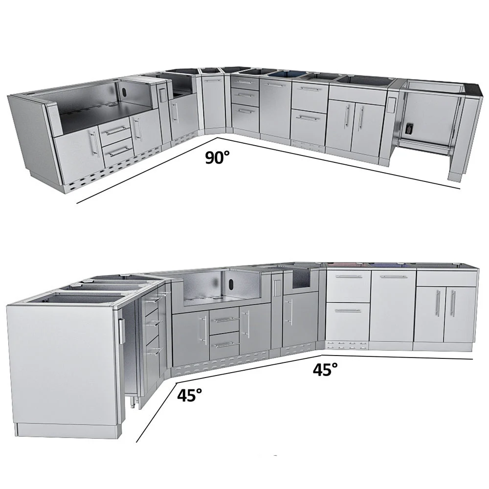 THE BIG-TEXAN 252" Outdoor Kitchen Island Base Cabinet Package - SBP-BIGTEX/BASE
