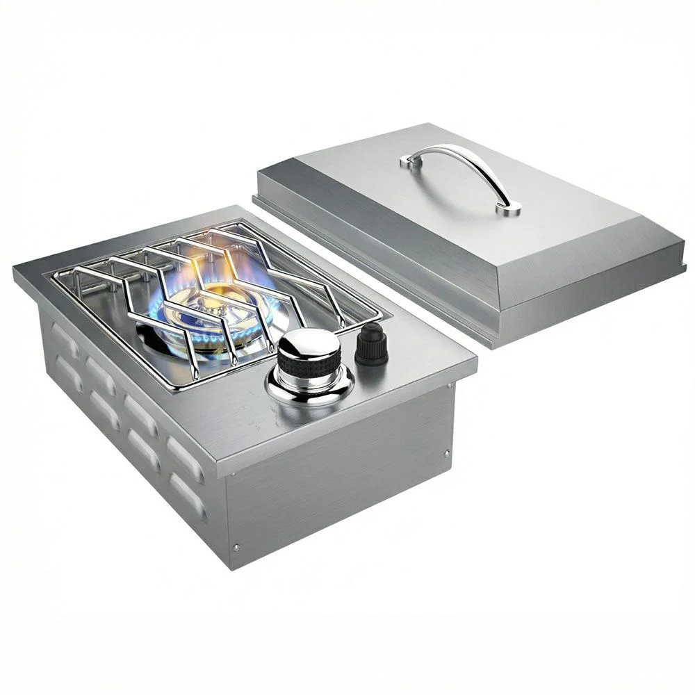 Sunstone Single Drop-In Side Burner, 15,000 BTU Brass Burner - 1SSB