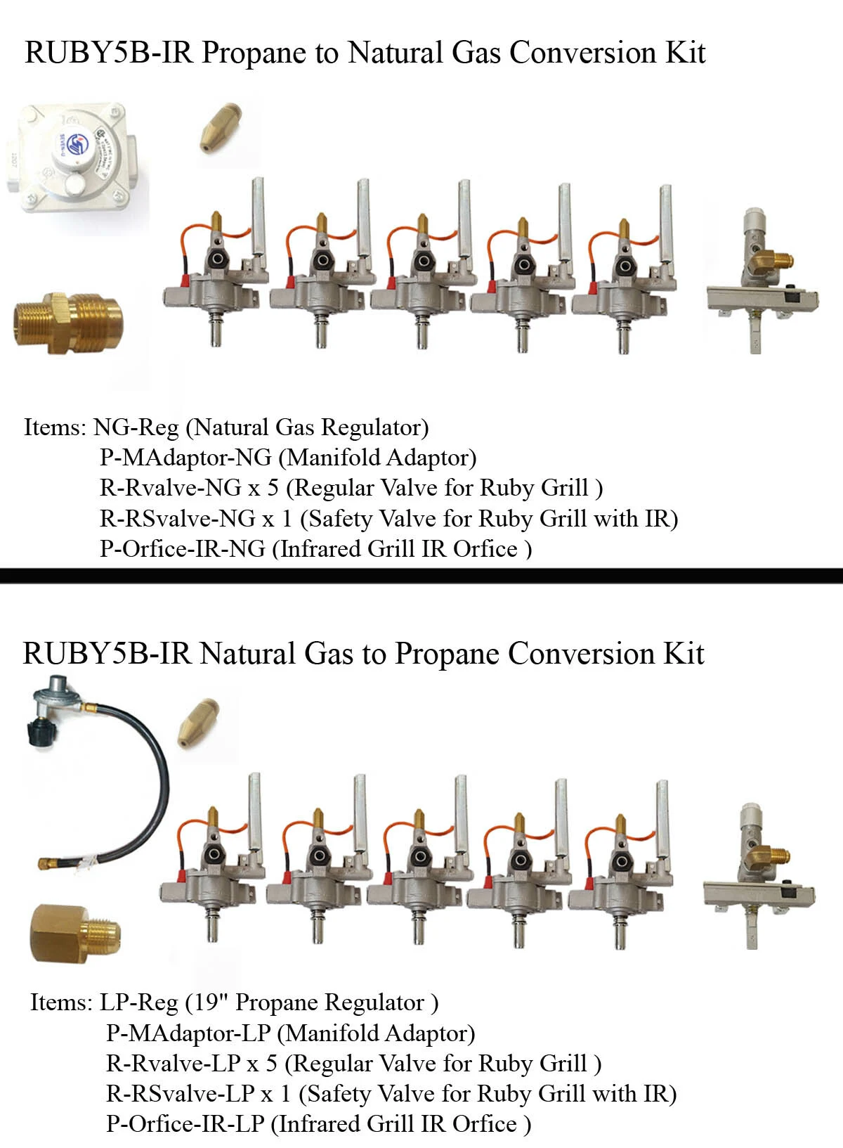 Ruby 42" 5 Burner IR Grill Gas Conversion Kit - R-CK-5BIR