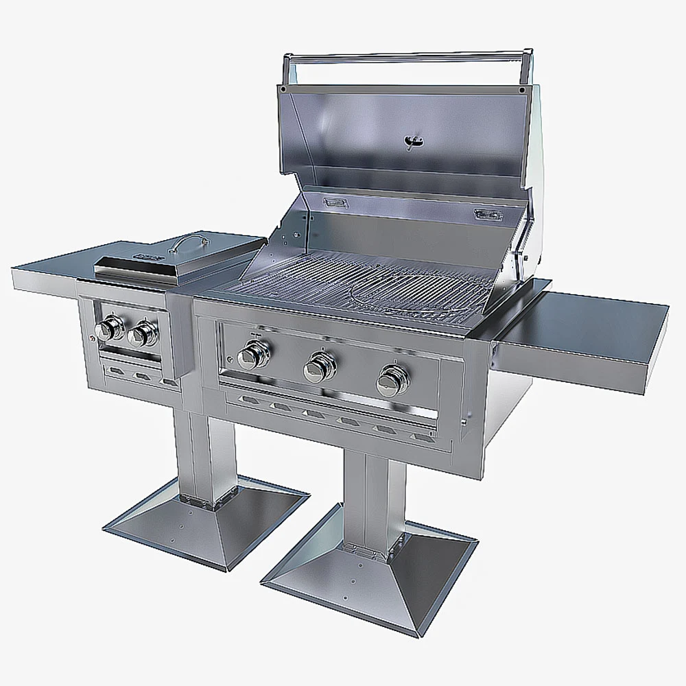 Ruby Pro Duo 30" Post Mount 3-Burner Grill and Double Versa Burner Combo - SPM_RUBY3B-13VDB-POST