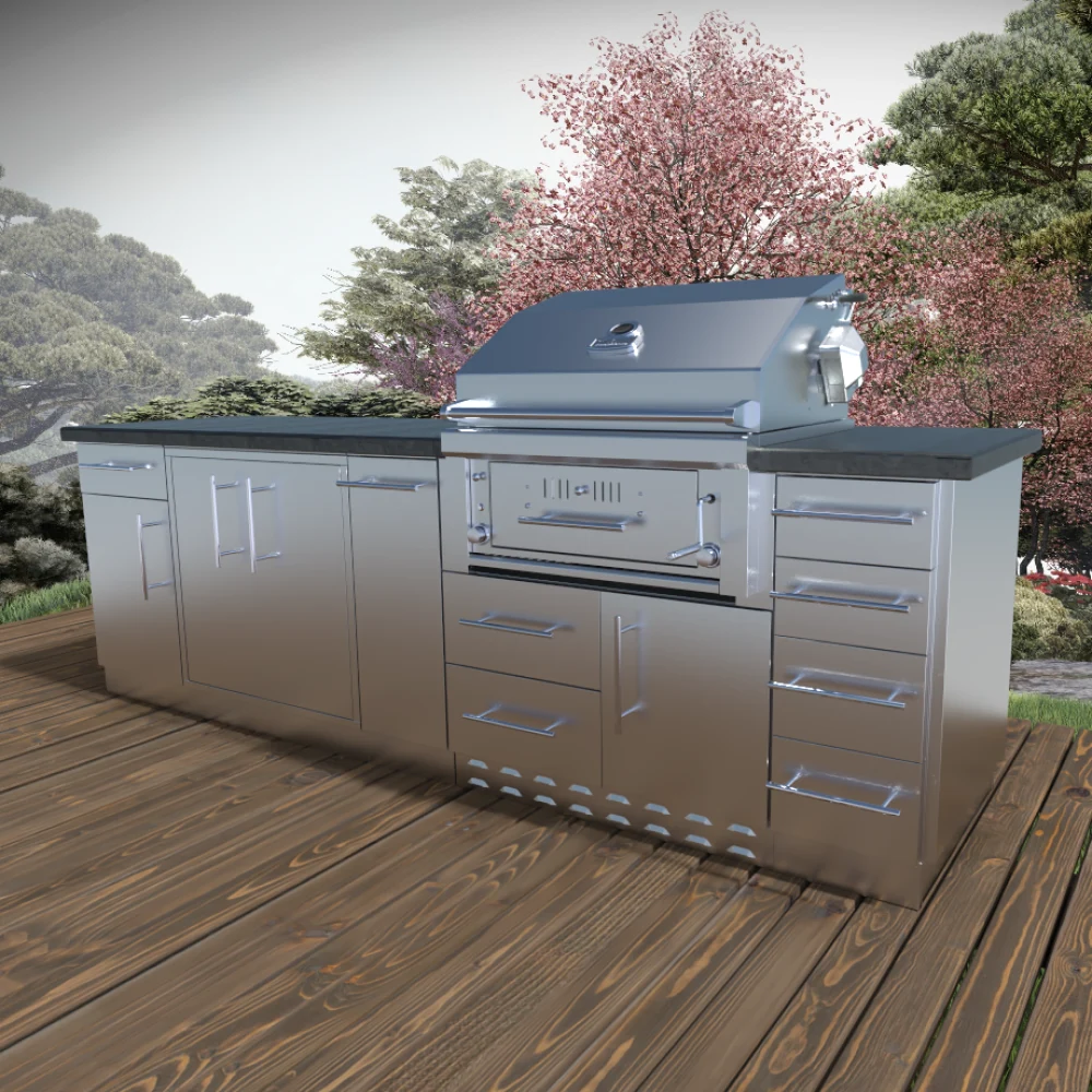 ALAMO 108" Hybrid Gas Charcoal Grill Island Package - SCPALAMO