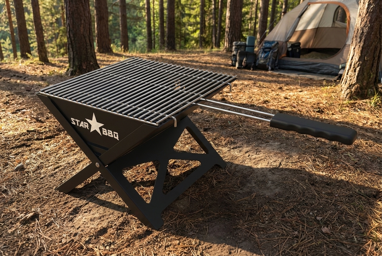 Folding A-Frame Camper Grill