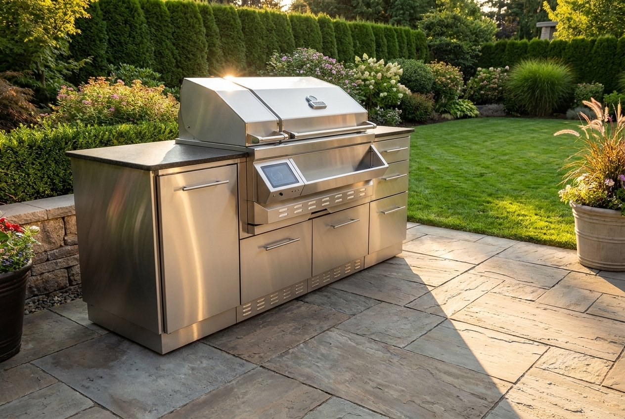Wood-fired pellet grill with a cold smoker
